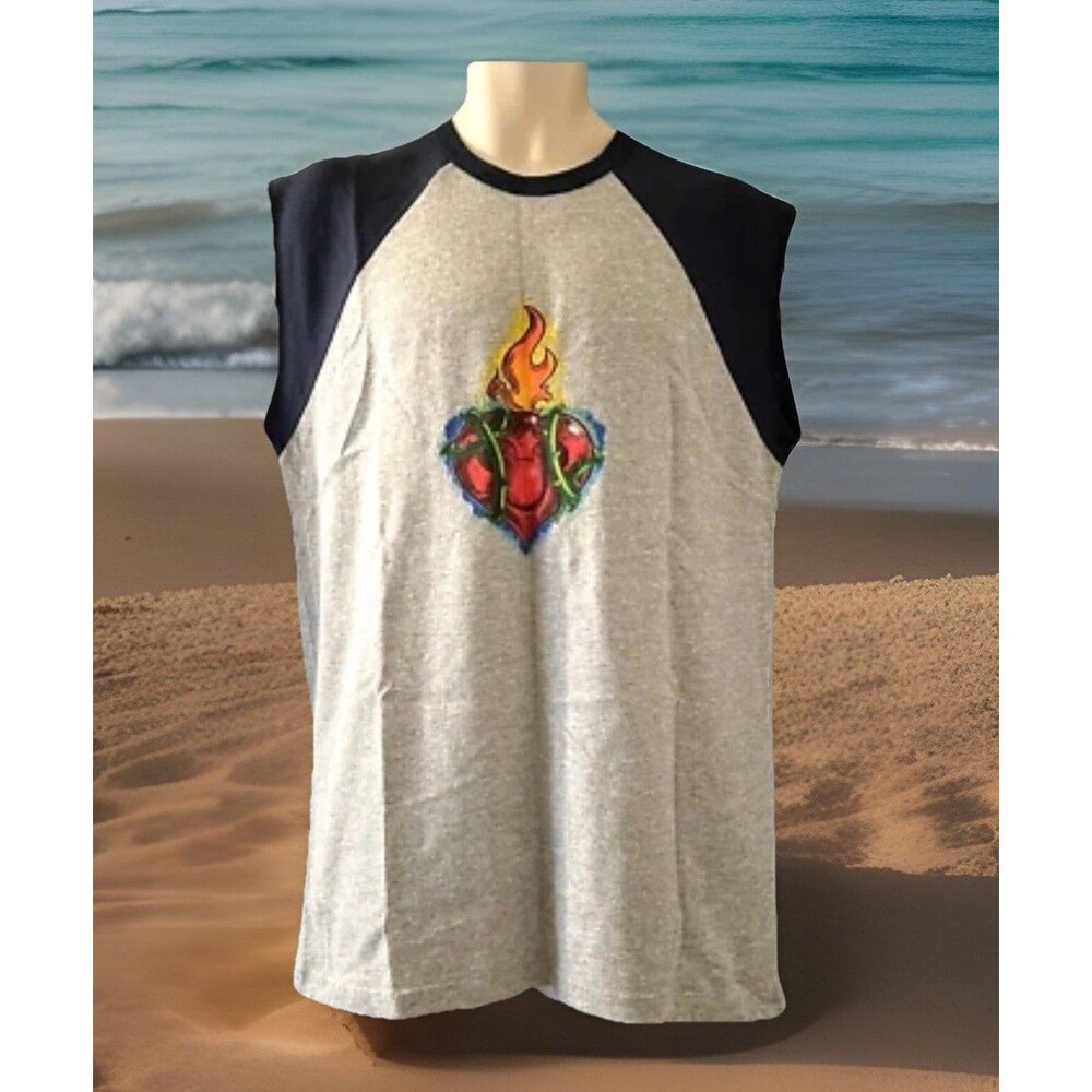 Walt Disney World Sacred Heart Navy Gray Cotton Blend Mens T-shirt Sz M NWT